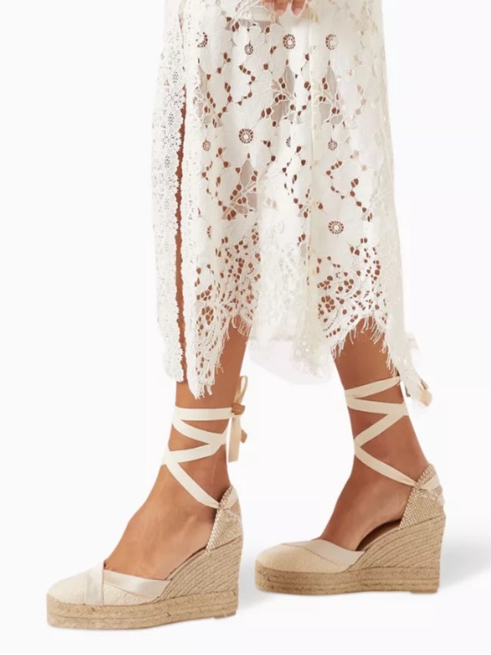 CASTAÑER Callas Wedge Platform Espadrilles Ballerina Lace Up Ankle Straps 36